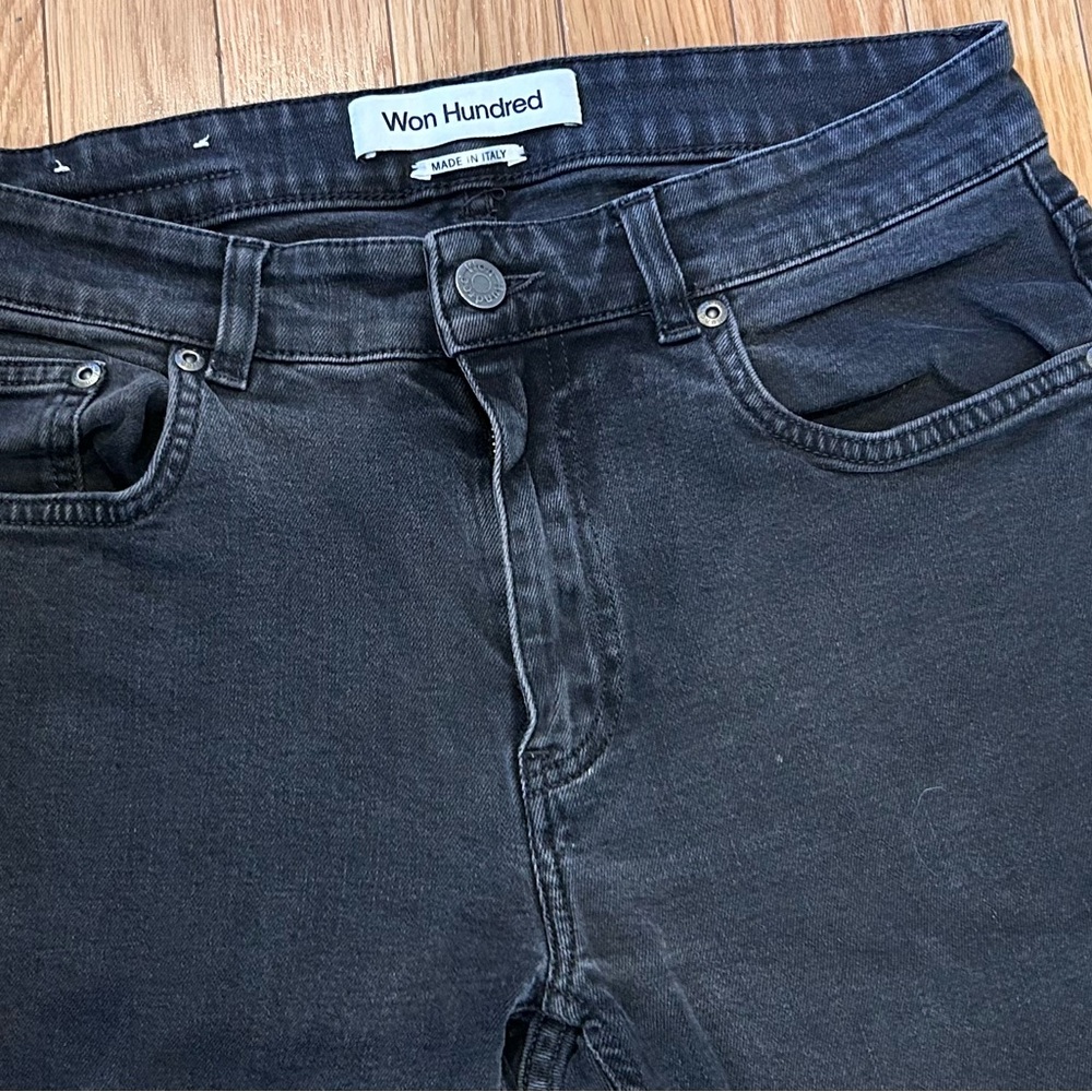Won Hundred dark jeans, gently worn.